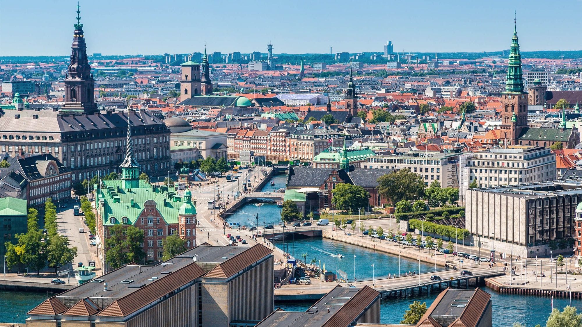 The downtown of the city of Copenhagen in Denmark.