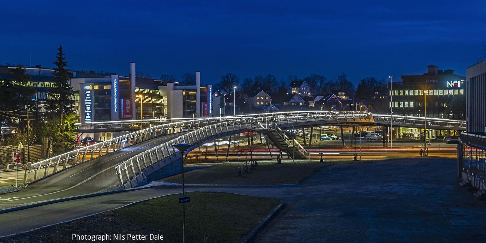 Footbridge in a city.