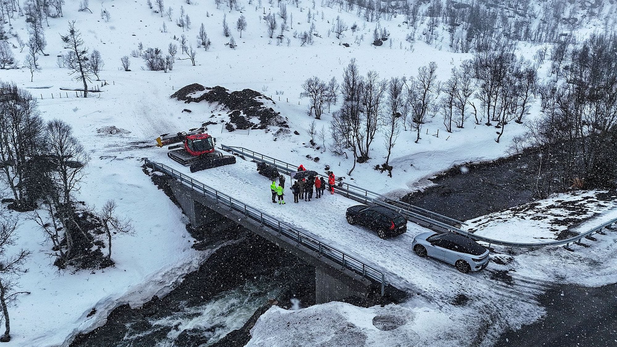 People on a bridge.